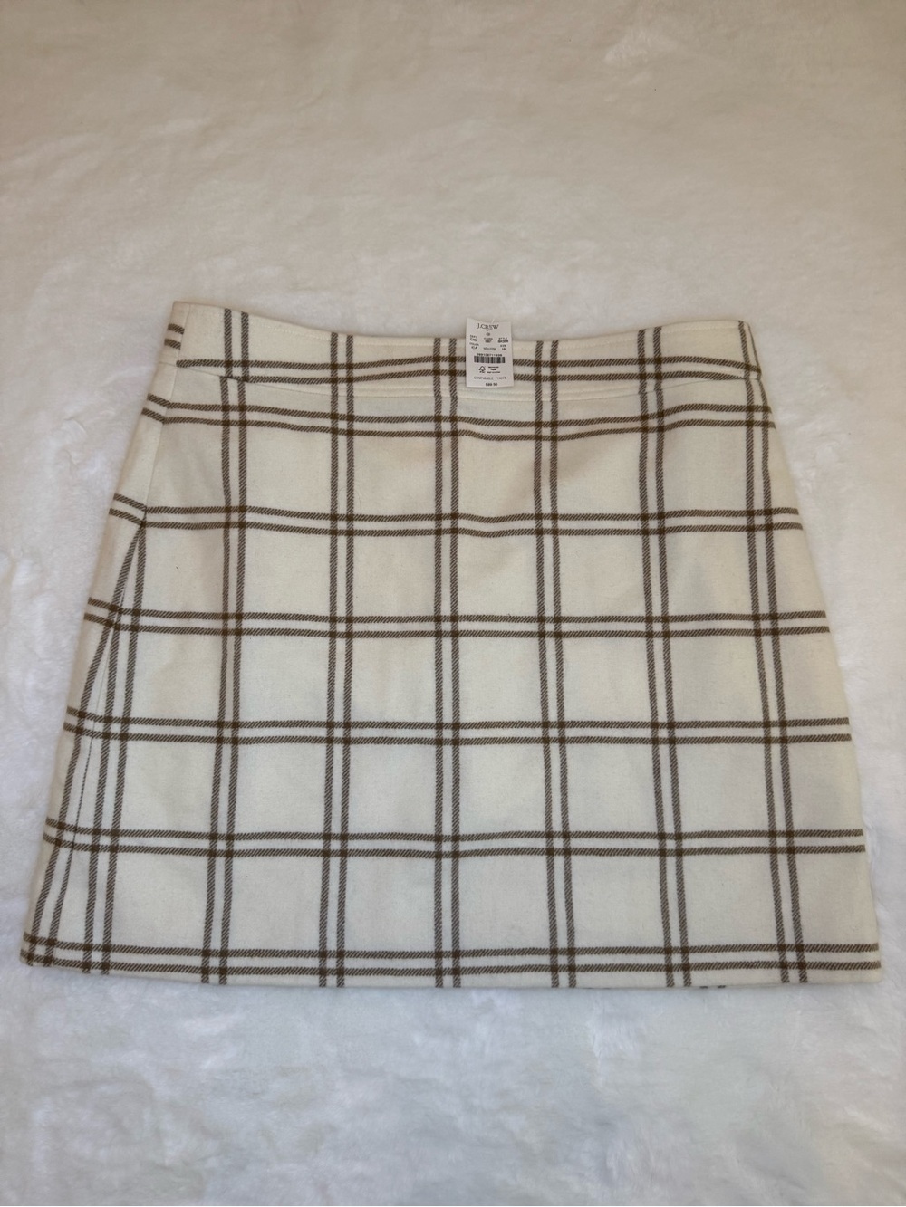 J. Crew Cream Plaid Mini Skirt